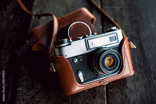 Close-up of vintage camera