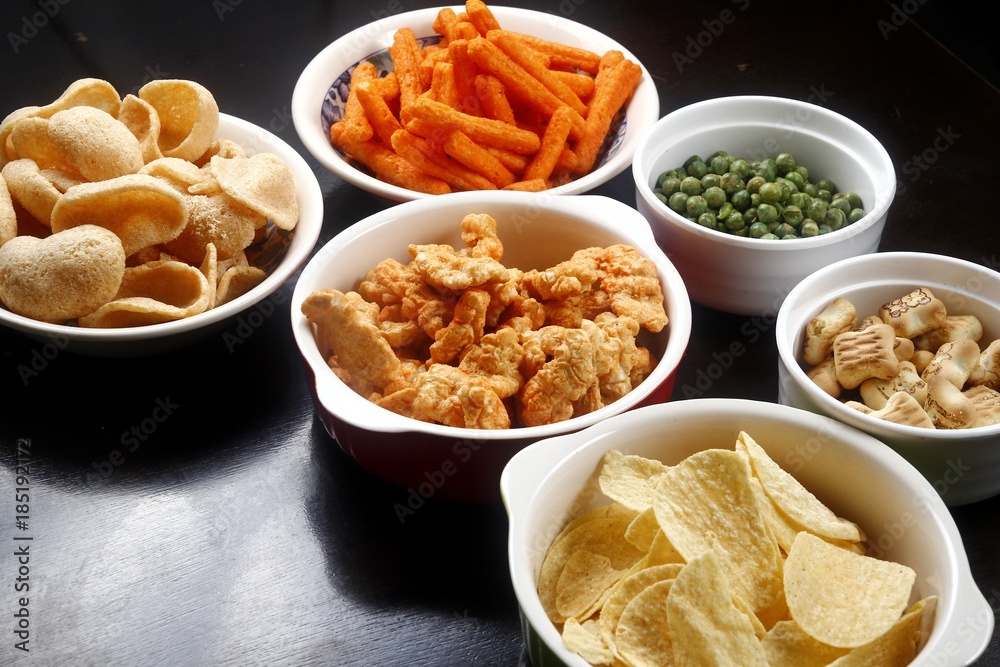 Assorted chips and junk food Assorted chips and junk food