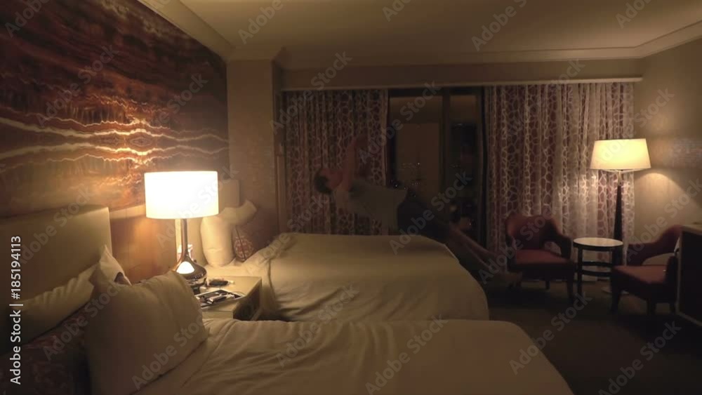 High quality video of man jumping on the bed in real 1080p slow motion 250fps High quality video of man jumping on the bed in real 1080p slow motion 250fps