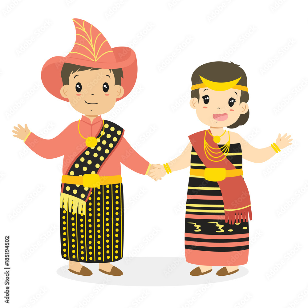 Happy boy and girl wearing Nusa Tenggara Timur traditional dress and ...