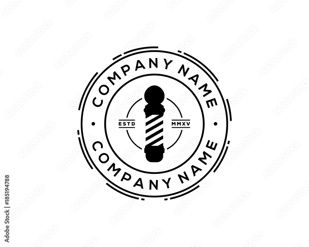 Hairdressing and Barber Shop Tools Circle Company Logo VintagePrint Hairdressing and Barber Shop Tools Circle Company Logo VintagePrint