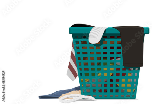 Isolated  Clothes in the basket on transparent background
