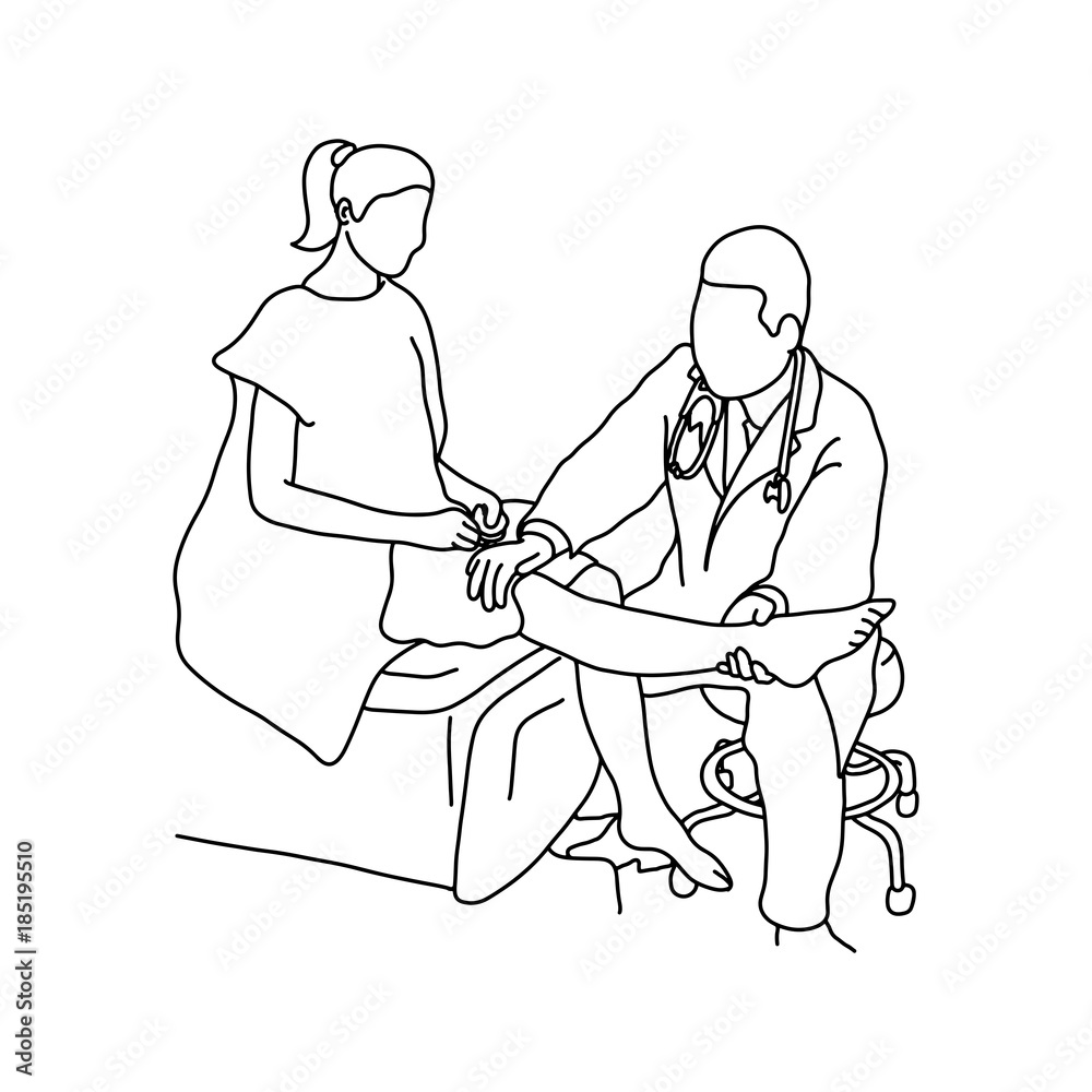 Continuous Line Drawing of Doctor and Woman Patient Talking Stock Vector -  Illustration of human, isolated: 141246289
