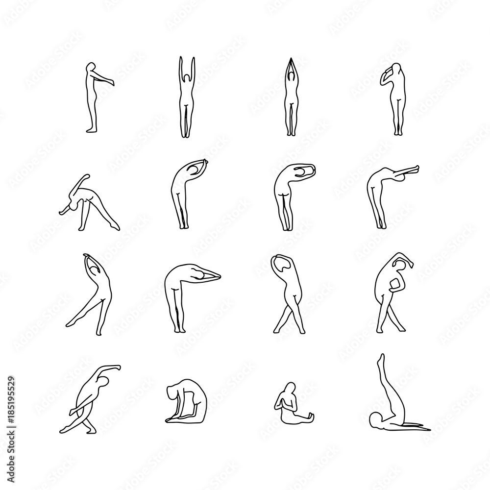 Harmony Woman Practicing Yoga Pose Outline Sign Stock Vector - Illustration  of icon, people: 248774449