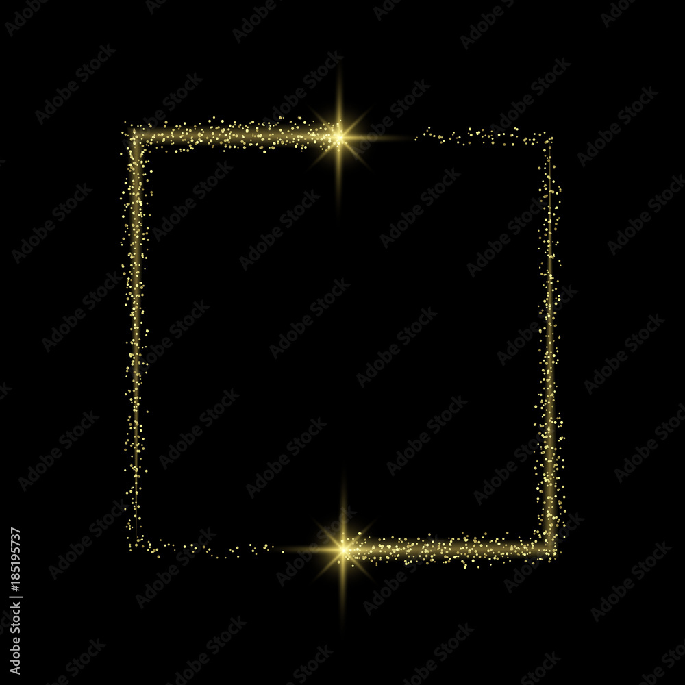Vector light effect. golden comet with glowing tail of shining stardust sparkles, Gold glittering star dust 