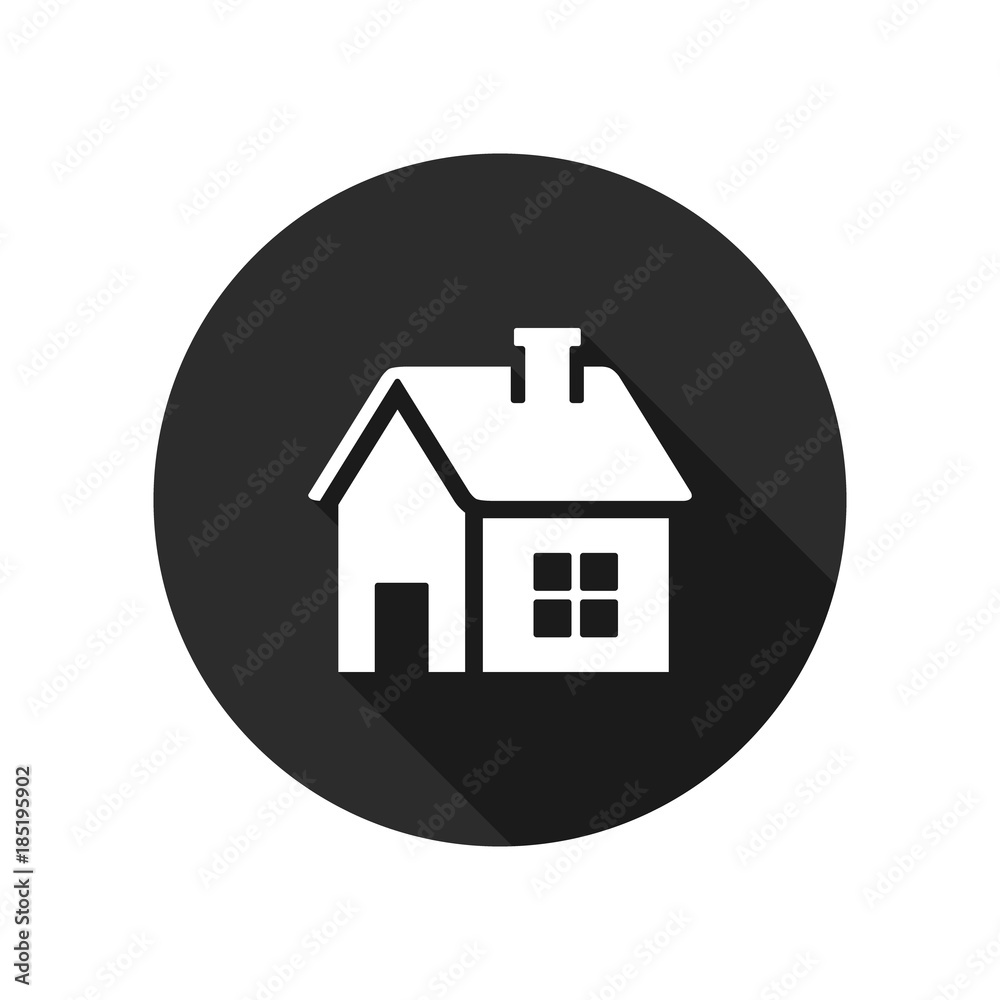 House icon in circle, round flat design button, vector web illustration House icon in circle, round flat design button, vector web illustration