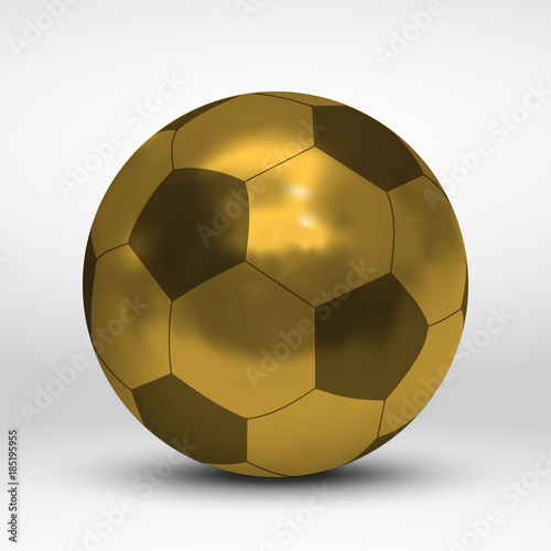 golden soccer or football ball isolated on white background. Best player award template