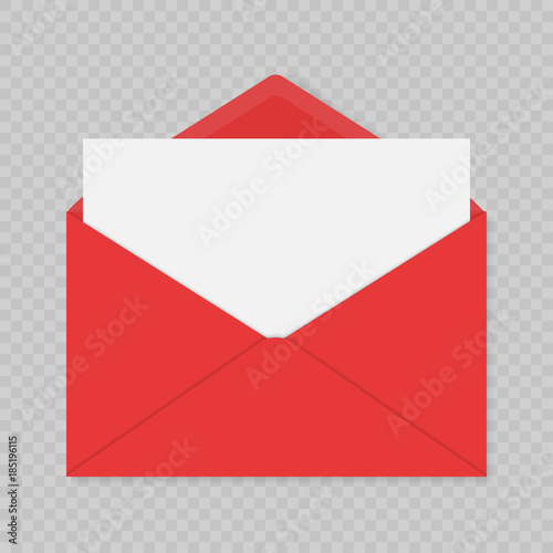 realistic red blank open envelopes mockup photo