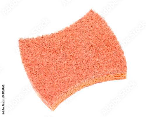 Orange non scratch scrubbing sponge isolated on white background