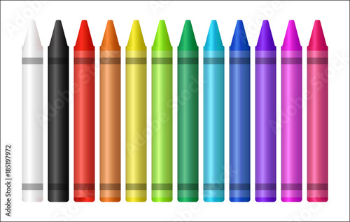 set of a color crayon on white background