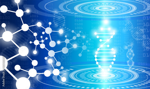 abstract background technology concept in blue light,brain and human body heal ,technology modern medical science in future and global international medical with tests analysis clone DNA human