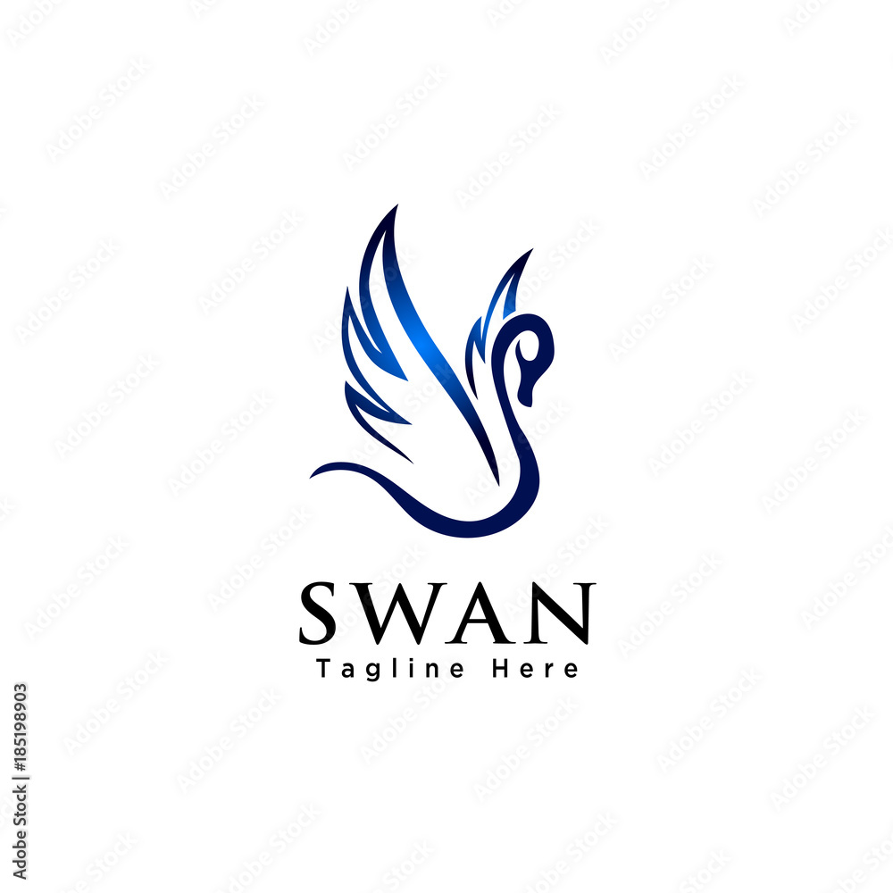 Line art flying swan logo Line art flying swan logo