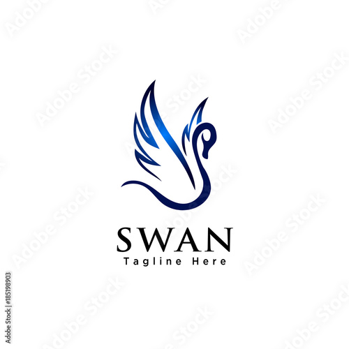 Line art flying swan logo