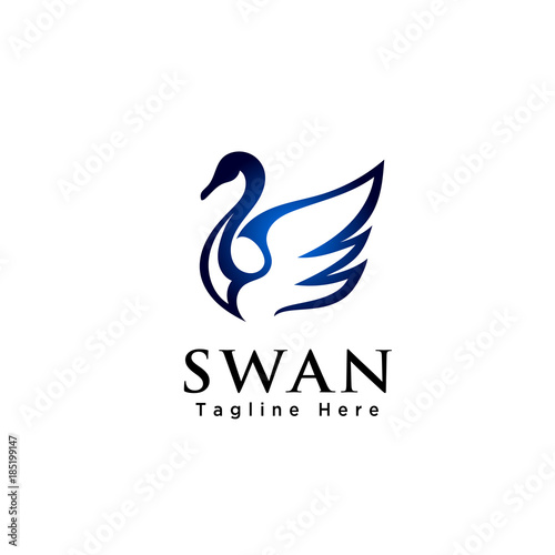 Fototapeta Naklejka Na Ścianę i Meble -  simple line art swan logo