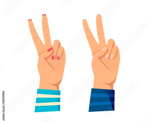 Men's and women s hands with gestures. Sign all right, good.