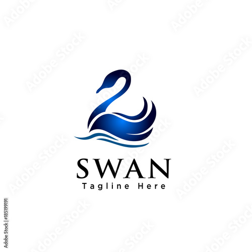 Abstract swan logo on water