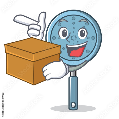 With box skimmer utensil character cartoon