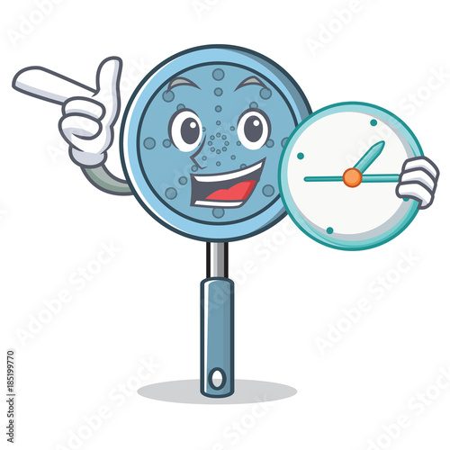 With clock skimmer utensil character cartoon