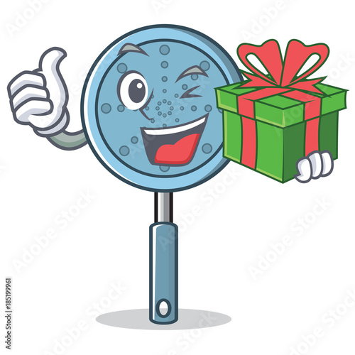 With gift skimmer utensil character cartoon