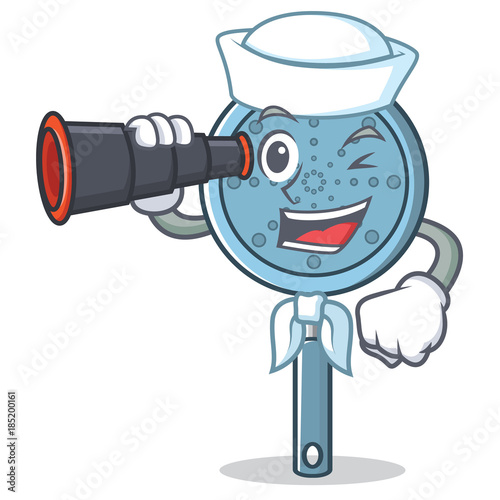 Sailor with binocular skimmer utensil character cartoon
