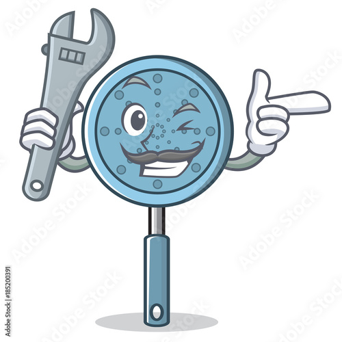 Mechanic skimmer utensil character cartoon