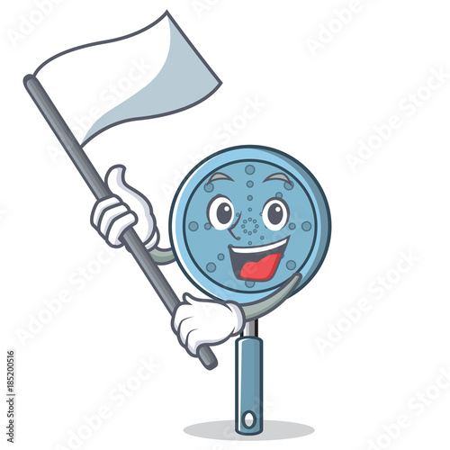 With flag skimmer utensil character cartoon