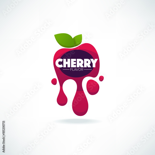 bright  sticker, emblem and logo for cherry flavor fresh juice