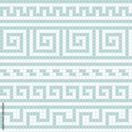 Blue and white geometric greek meander traditional seamless pattern, vector