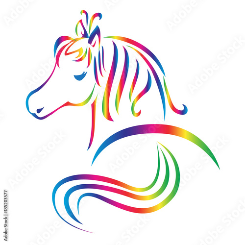 Beautiful horse rainbow color logo vector
