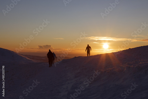 Sunset on Pen y Fan mountain in the Brecon Beacons National Park