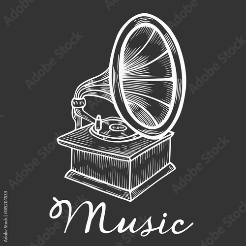 Hand drawn gramophone photo