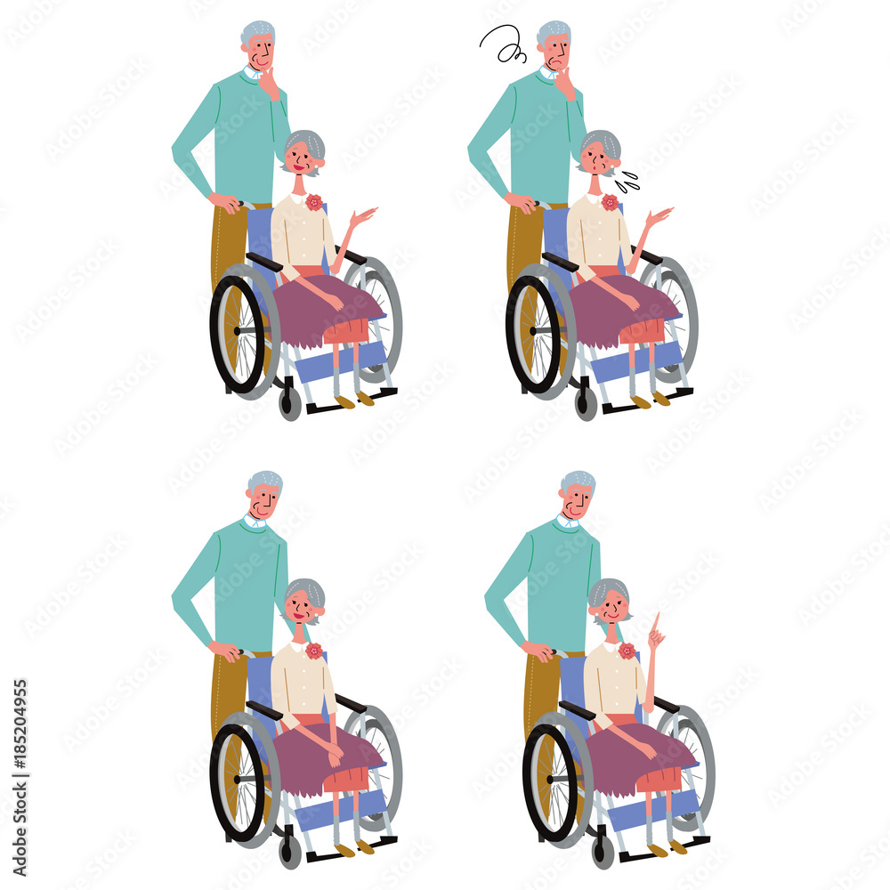 車椅子のシニア イラスト セット Stock Vector Adobe Stock