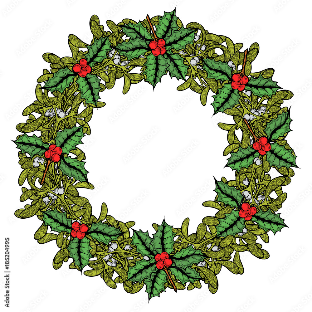 Green Mistletoe wreath. Green Mistletoe wreath.