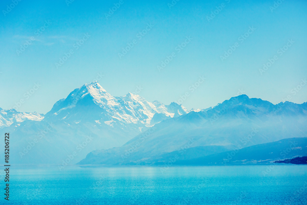 Lake Pukaki and Mt. Cook as a Background	