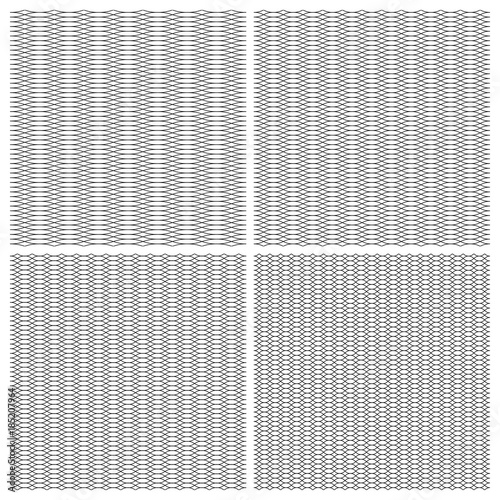 Set seamless pattern guilloche ornament in the form of a dense grid of wavy curly lines, intertwined, the vector for the protection against forgery valuable documents