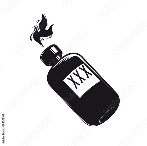 Fotografie, Obraz black bottle with booze clipart