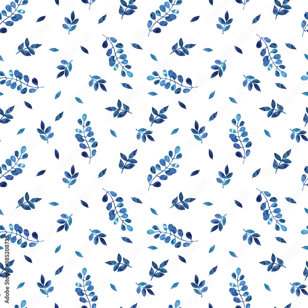 Obraz premium Blue leaves ornament