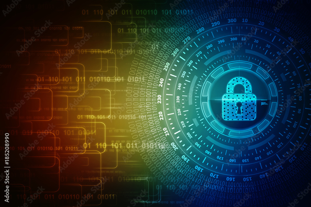 2d illustration Safety concept: Closed Padlock on digital background 2d illustration Safety concept: Closed Padlock on digital background