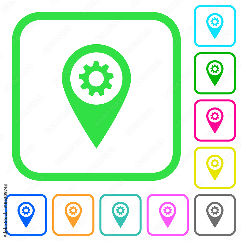GPS map location settings vivid colored flat icons icons