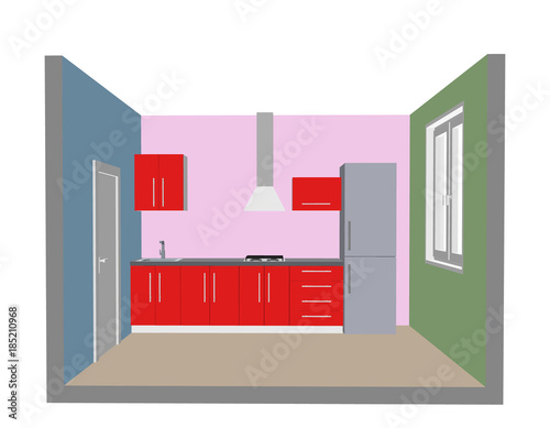 Interior kitchen room. 3d V...