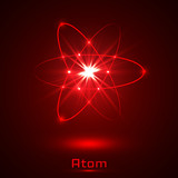 Vector shining neon lights atom model
