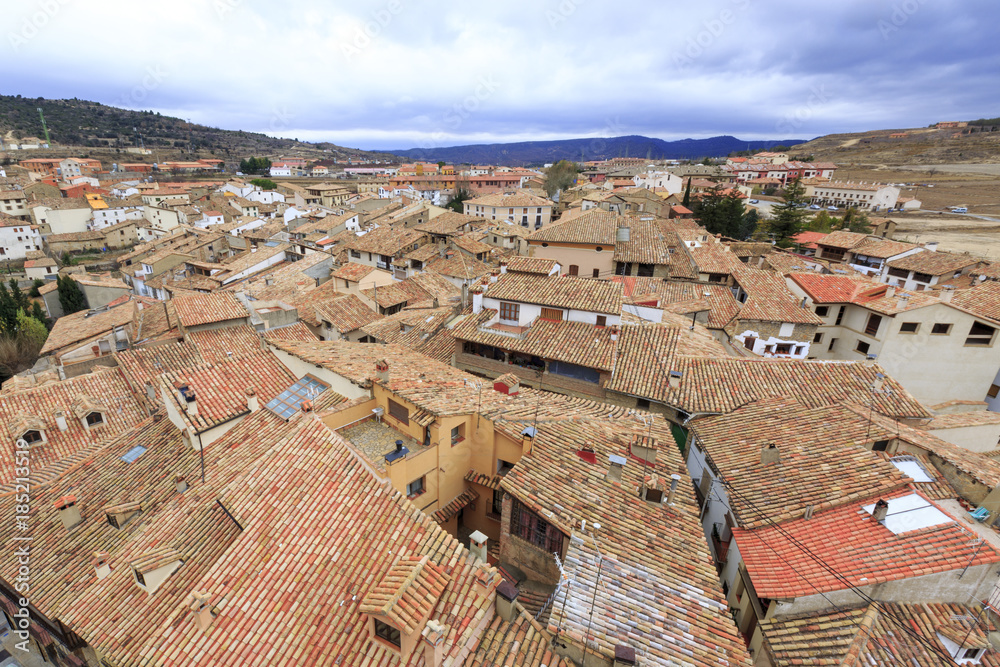 Rubielos town in Aragon region in Spain in winter