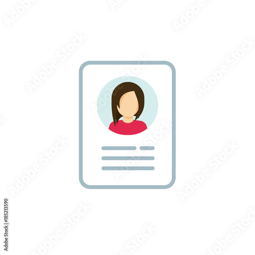 Personal info icon vector illustration isolated, flat cartoon style line outline design of user or profile card details symbol, my account pictogram idea, identity document with person photo and text