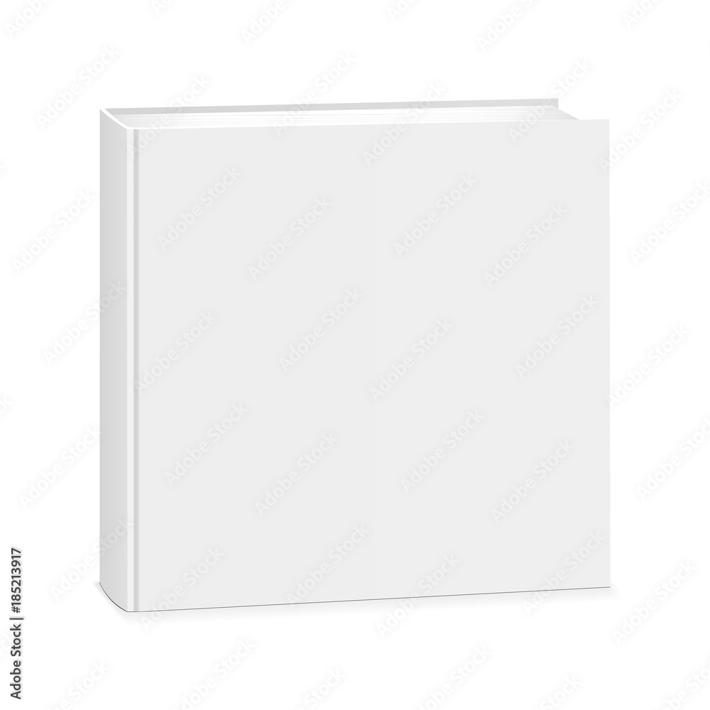Blank square book cover isolated on white background. Mockup to display your design. Vector illustration