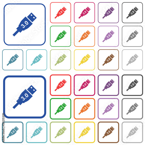 High speed USB outlined flat color icons