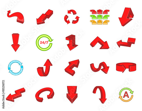 Arrow icon set, cartoon style