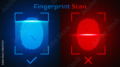 Electronic fingerprint scan. Passed and not passed authorization