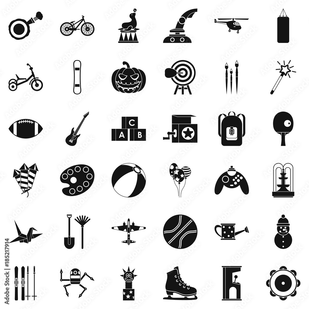 Obraz premium Kid bicycle icons set, simple style