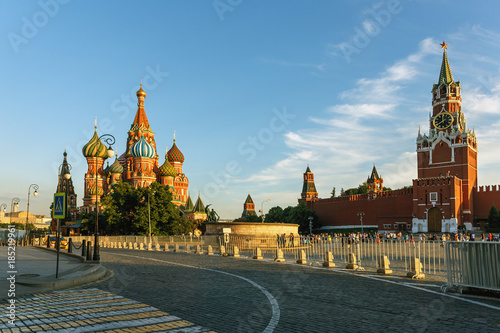 the view is beautiful Cathedrals on the red square in the rays of the setting summer sun