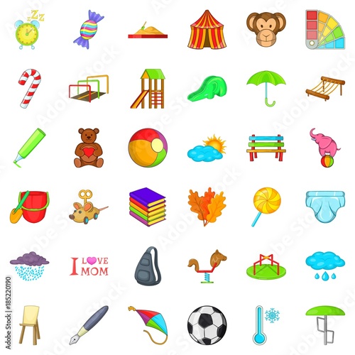 Activity day icons set, cartoon style